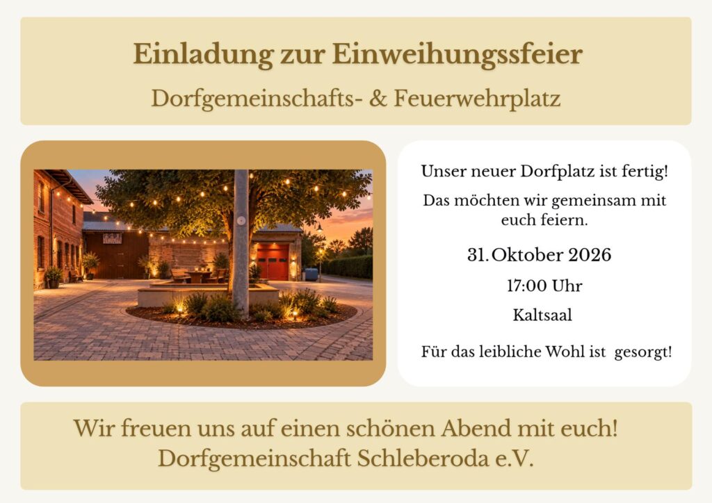 Einladung Dorfplatz-Einweihung am 31.10.2026 ab 17:00 Uhr